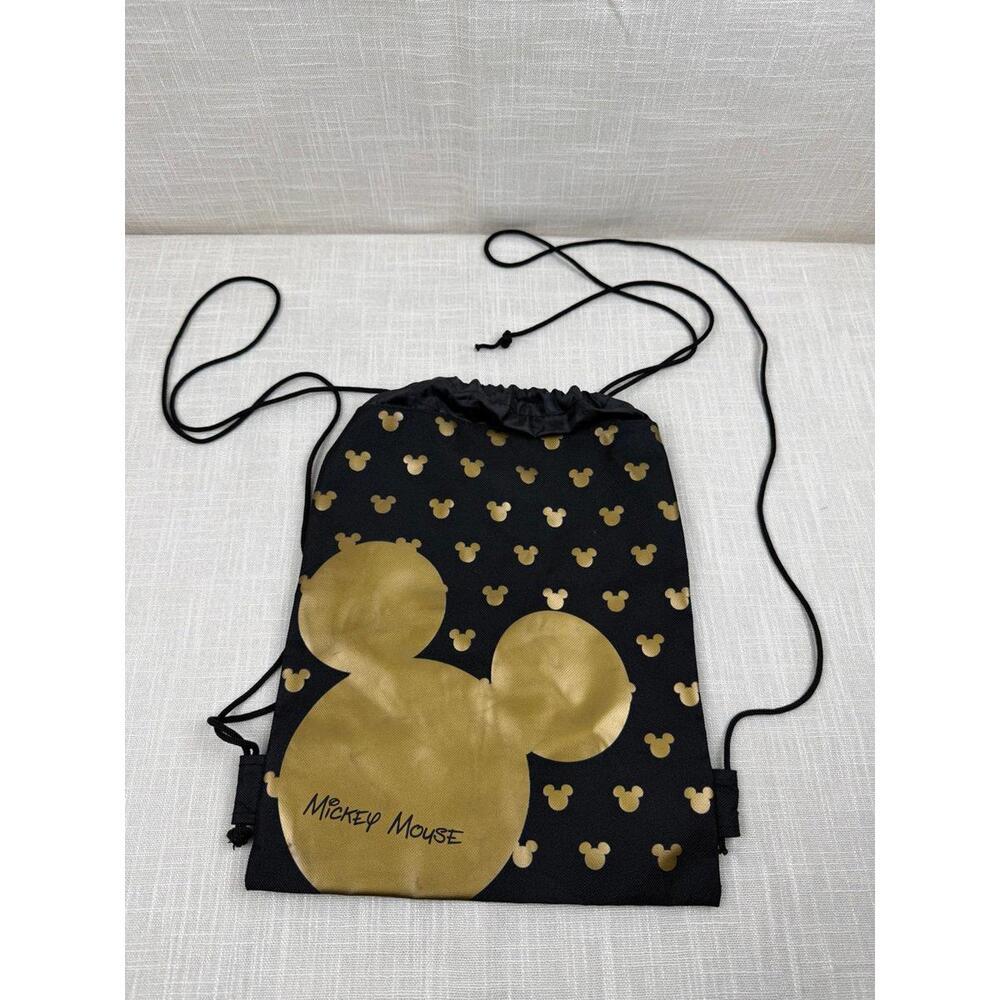 Disney Mickey Mouse‎ Black and Gold Drawstring Backpack